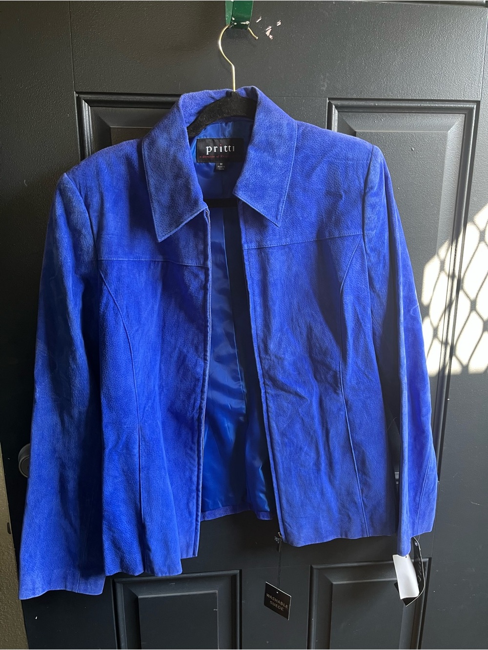 Women's Cobalt Blue Suede Leather Jacket